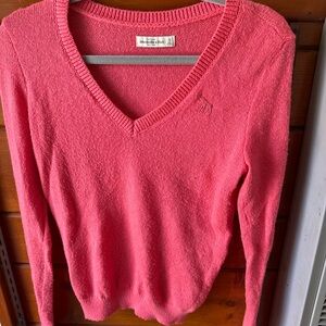 Abercrombie & Fitch Y2K Coral V-Neck Sweater| SZ XS